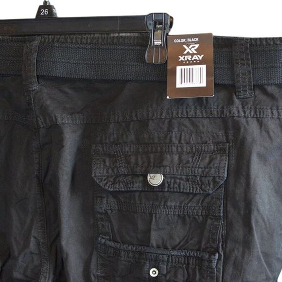 X-RAY Men's Belted Snap Detail Cargo Shorts Black, Size 44 - Picture 6 of 6